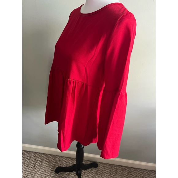 Red Peplum Ruffle Blouse Womens Top by Coral Size M Pullover - Picture 6 of 10